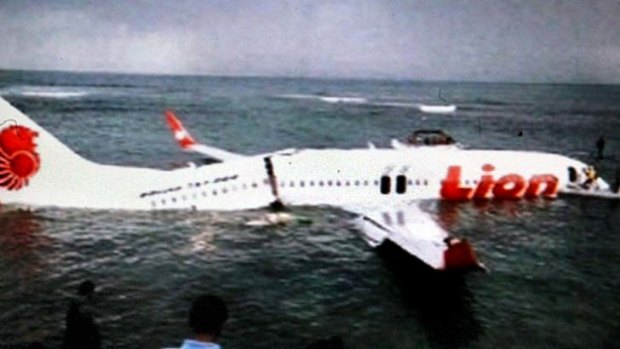 Lucky escape: The wreckage of the Lion Air Boeing.