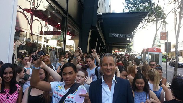 Crowd waits for the officially opening of Topshop in Brisbane.