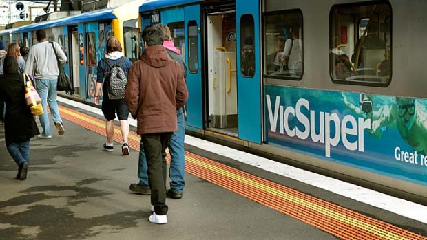On trial: a Metro train advertising VicSuper.