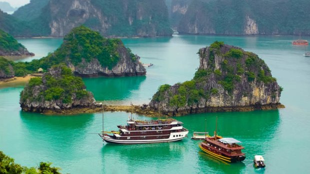 Natural wonders: a few of Halong Bay's 775 islets.