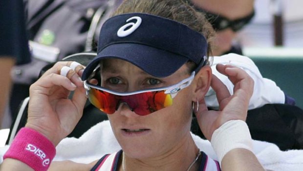 Samantha Stosur of Australia won just two games in her semi-final clash against Serena Williams.