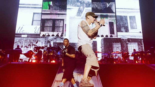 Eminem  during his Melbourne concert.