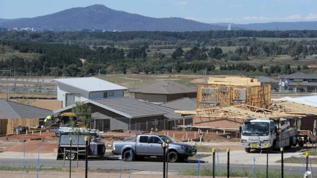 Construction in the suburb of Wright in the Molonglo Valley.