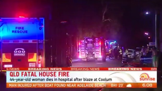 Emergency crews investigate a house fire that killed a woman at Coolum Beach.