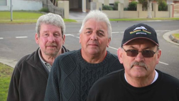 Ged Taylor (left), Brian Norton and Kevin Bush, all in their sixties and replaced by outsourcing by their employer, In-Vitro Technologies.