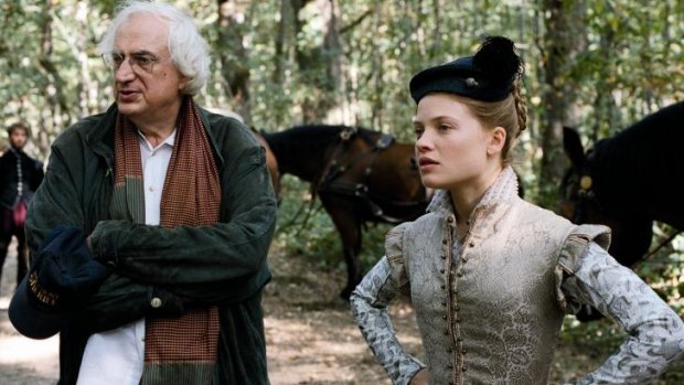 Bertrand Tavernier (with Melanie Thierry) on the set of his 2010 film <i>The Princess of Montpensier</i>.
