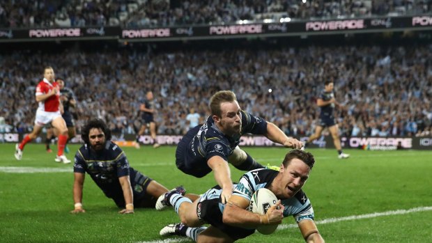 Signed, sealed, delivered: James Maloney's intercept capped off a magic night for Cronulla.