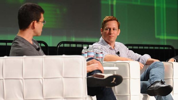 Peter Thiel on stage at a conference in San Francisco.