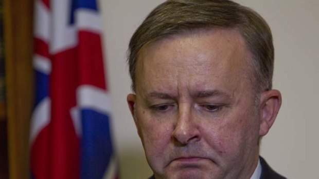 Speculation ... an emotional Anthony Albanese, who pledged his support for Kevin Rudd.