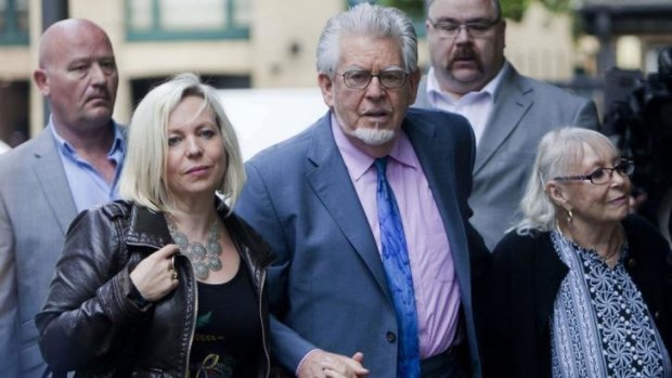 Rolf Harris arrives at court with his wife Alwen Hughes and daughter Bindi.