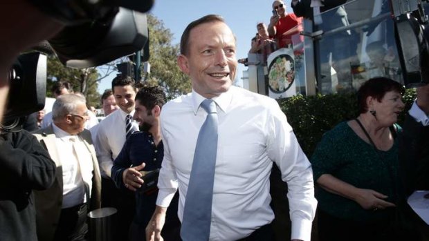 Tony Abbott in Liverpool, NSW, on Monday.