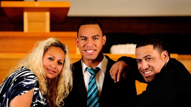 ‘‘Without fail he reads the Scriptures every day.’’ ... Sea Eagles winger William Hopoate with his parents, Brenda and John, who are proud of his decision to embark on a two-year Mormon mission.