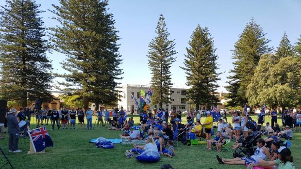 A handful of protesters found their way to Esplanade Park to protest Fremantle's decision to cancel the fireworks.