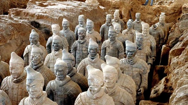 Frozen faces ... part of the terracotta army at the site.