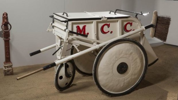 Street cleaning: Melbourne City Council orderly cart and broom, about 1936.