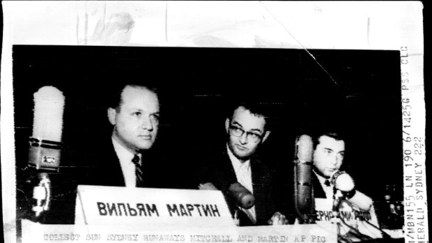 Bernon Mitchell (left) and William Martin (right) announce their defection to the Soviet Union, an event possibly foreshadowed in the Canberra cables.