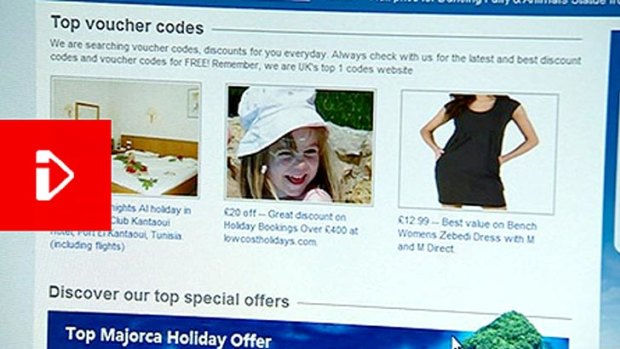 The BBC captured Madeleine's image on this holiday deals website.