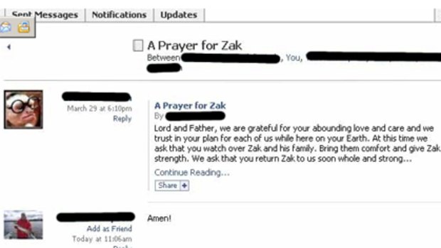 Hackers defaced a Facebook page that was asking people to pray for a sick relative by posting the message “If he dies can I have some of his stuff?”.