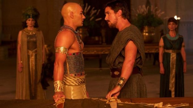 Joel Edgerton and Christian Bale in the film <i>Exodus: Gods and Kings.</i>