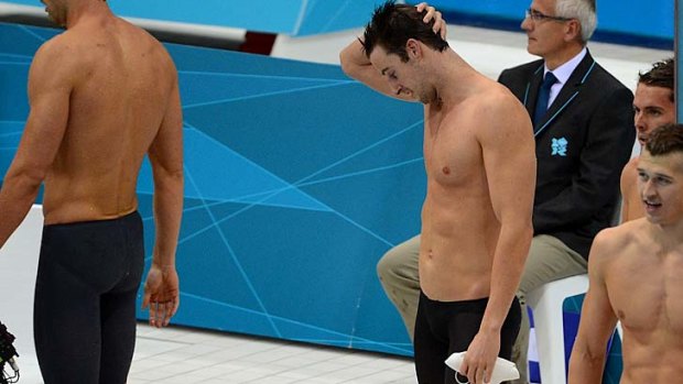 Scratching his head ... James Magnussen swam a poor time as Australia finished fourth.