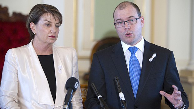 Deputy Premier Andrew Fraser, pictured with Anna Bligh, says the LNP's criticism of same-sex civil unions on the grounds of discrimination against polygamy is ludicrous.
