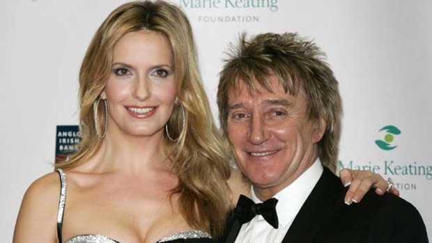 Proud parents ... British singer Rod Stewart and his wife Penny Lancaster.