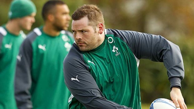 Back from injury ... prop Mike Ross at Ireland training in Christchurch.