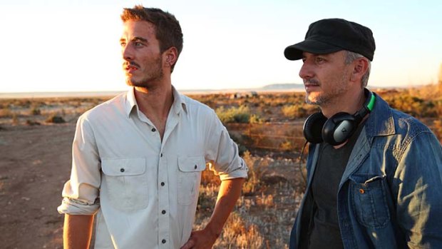 Director Greg McLean, right, with actor Ryan Corr on the set of <i>Wolf Creek 2</i>.
