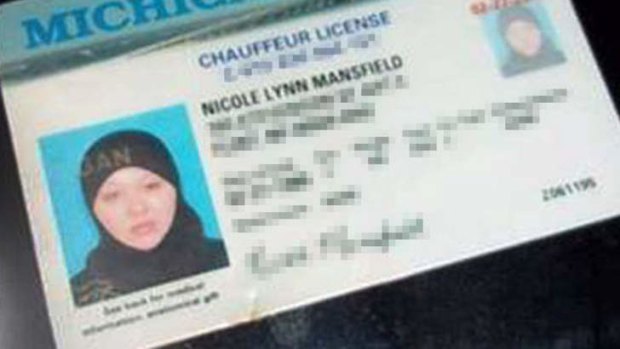 Muslim convert: The driving licence of Nicole Mansfield, from Michigan, who was killed in Syria.