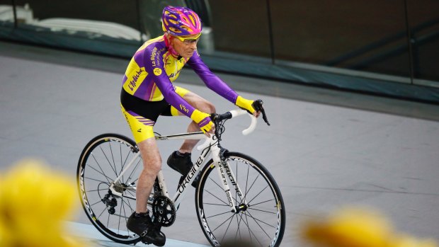 French cyclist Robert Marchand, aged 105, cycles.