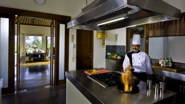 One of the resident chefs in the kitchen at Shanti Residence, Bali.