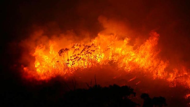 Scorched earth &#8230; fire explodes out of the Grose Valley near the Bells Line of Road.