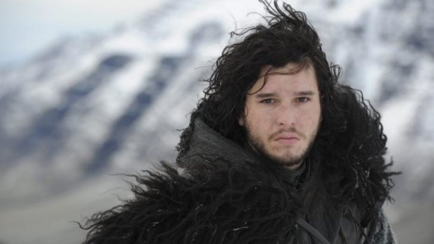 Leadership and looks ... Jon Snow (Kit Harington) helps lead the Watches of the Wall in a bloody battle against the tribes of the north in episode 9..