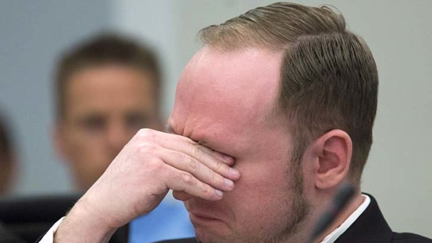 Cried in court ... Anders Behring Breivik.