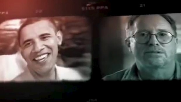 This still image is taken from a television advertisement aired by John McCain's presidential campaign in 2008 connecting Barack Obama with radical activist Bill Ayers. (Courtesy of Solomon Messing of the Pew Research Centre/John McCain for President)
