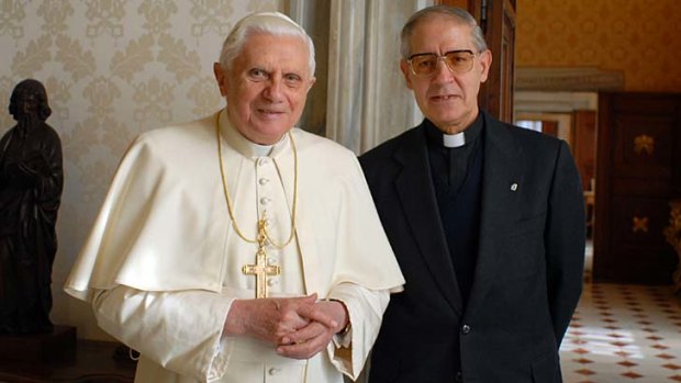 The Black Pope ....  Father Adolfo Nicolas, pictured with Pope Benedict XVI.