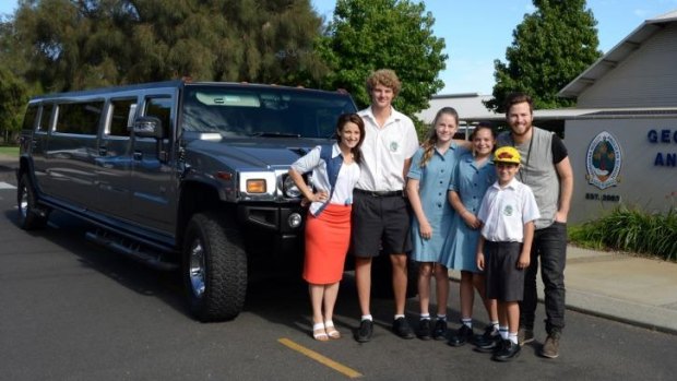 A group of lucky kids were dropped off at their Busselton school in a stretch Hummer.