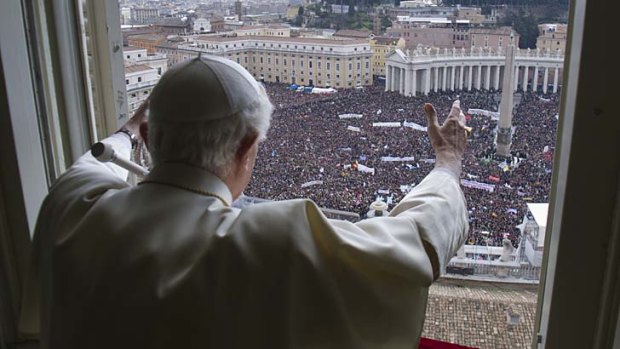 Farewell &#8230; Benedict, having blessed the faithful for the last time, faced ''rough winds'' in his papacy.
