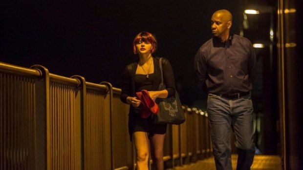Creepily sentimental: Man on a mission Denzel Washington befriends sex worker Chloe Grace Moretz in The Equalizer.