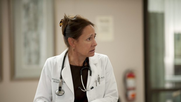 Striking a balance: Laurie Metcalf as Dr Jenna James in HBO's <i>Getting On</i>.
