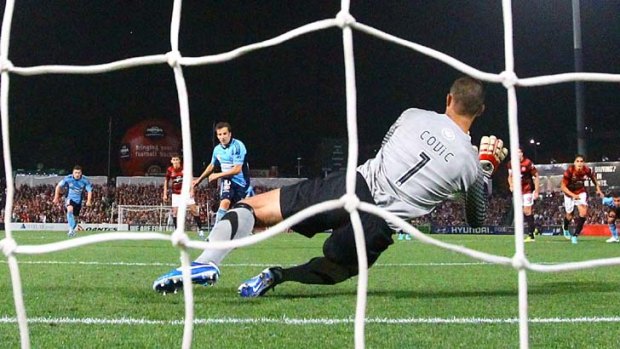 Unlucky ... Covic saved Del Piero's penalty kick, only for the Italian superstar to smash the rebound into the net.