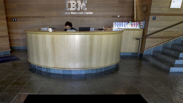 The lobby of the IBM Almaden Research Center campus in San Jose, California. The company will invest in a new lab with Intel.