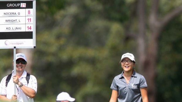 On fire .. New Zealand's 14-year-old golfing prodigy Lydia Ko at Oatlands last weekend. She hopes to back up her win there at Royal Pines this week.