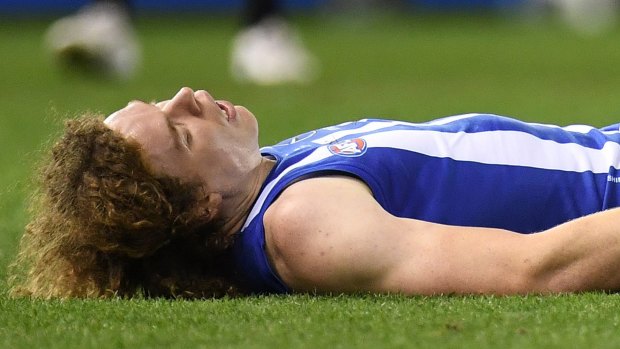 Ben Brown was stretchered off the field after being knocked out.