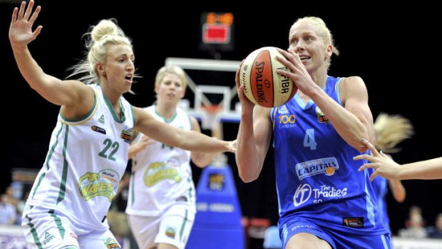 Canberra capitals star Abby Bishop, right, could move away from the club for a big money move to Europe next season.