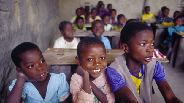 Students at the Nakivale Refugee Settlement school in Uganda.