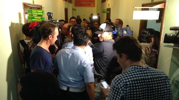 The media scrum at the Bali prosecutor's office waiting for a glimpse of Schapelle Corby.