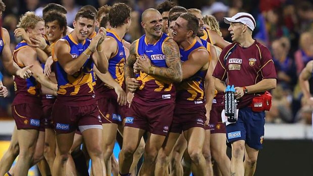 Ashley McGrath takes the Lions over the line; round 13, Brisbane Lions v Geelong.