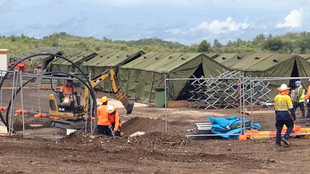 The partially completed Refugee Processing Centre 2, known as "Black Soil" camp, on Nauru.