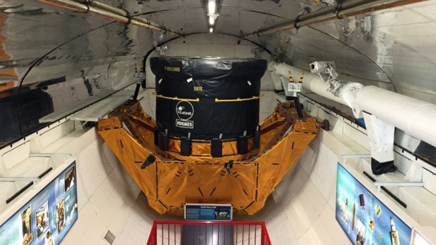 The Shuttle Independence's cargo bay, as seen from the cockpit.